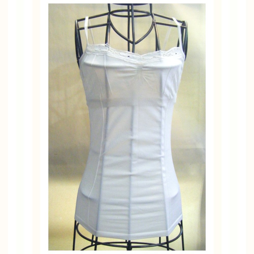 White Cami Fitted Tank Top Lace Detail Size S